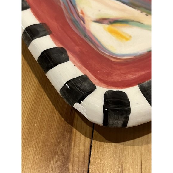 Two White Tulips SIGNED Victoria Heisler Flower Tray. Hand-painted Platter Dish. - Picture 7 of 10